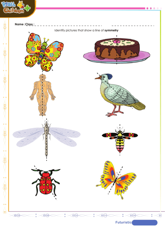 Symmetry-Real-Life-Objects Worksheet Printable pdf