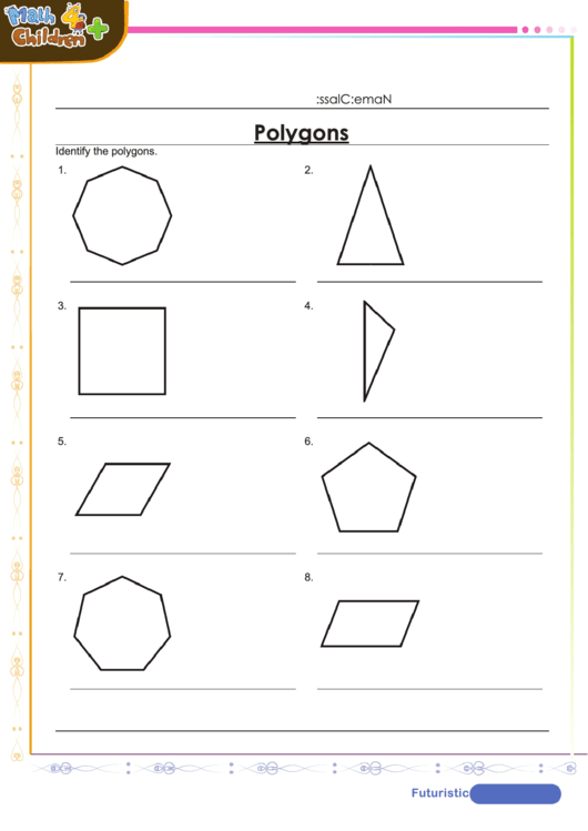 Polygons Sides Vertices Worksheet With Answer Key Printable pdf