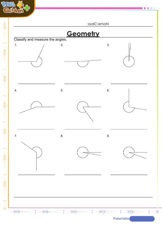 worksheet measuring angles with protractor