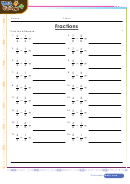 Subtraction Of Fractions Worksheet With Answer Key