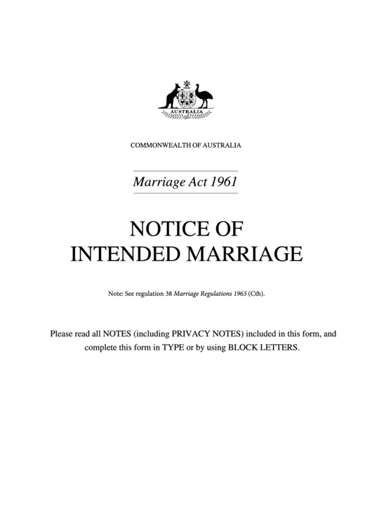 Notice Of Intended Marriage