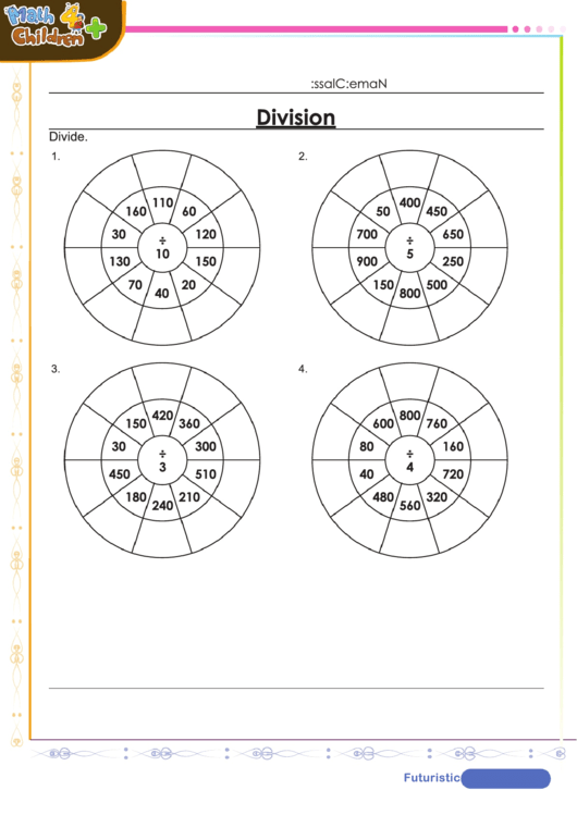 Division Circle Drill Worksheet With Answer Key Printable pdf