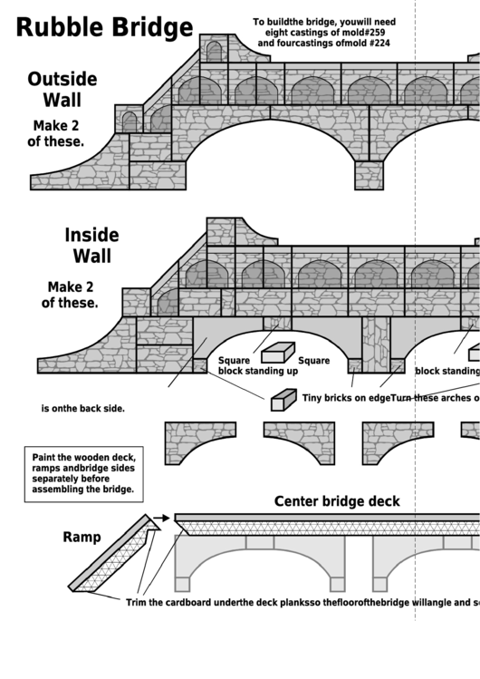Rubble Bridge Paper Model Template Printable pdf