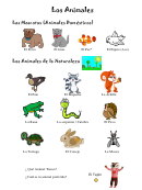 Los Animales Colored Spanish Flashcard Template Set