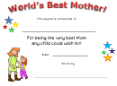 World's Best Mother Certificate Template