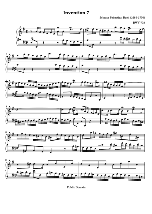 Invention 7 By J.s. Bach Sheet Music