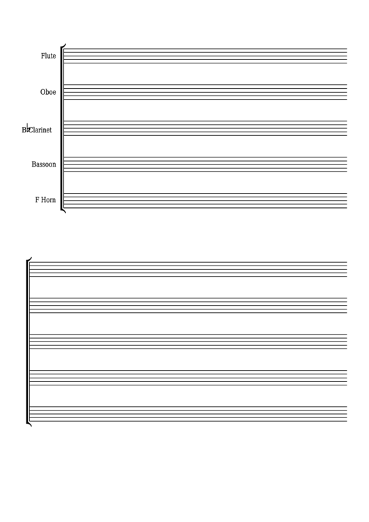 4 Stave 5 Instruments Blank Staff Paper Printable pdf