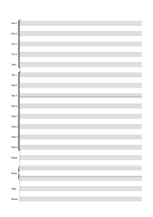 Big Band Blank Staff Paper Printable pdf