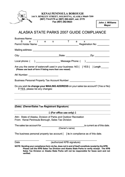 Alaska State Parks Guide Compliance - 2007 Printable pdf
