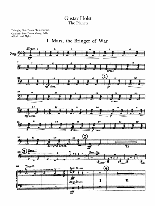 The Planets By Gustav Holst Sheet Music Printable pdf