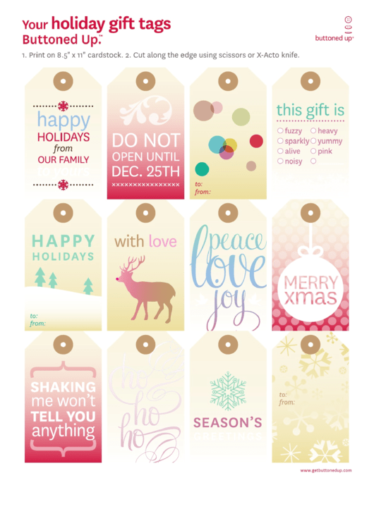 Holiday Gift Tags Template Set Printable pdf