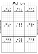 3d By 2d Multiplication Worksheets