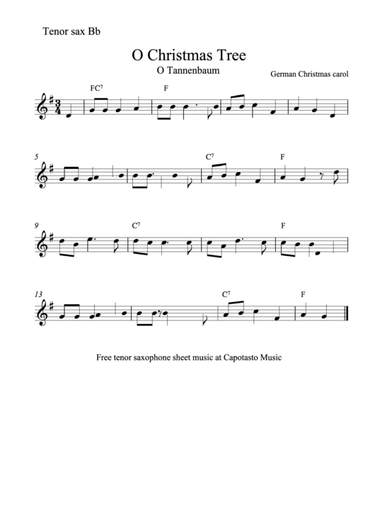 German Christmas Carol - O Christmas Tree Sheet Music Printable pdf