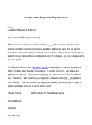 Sample Letter: Request For Deposit Return Printable pdf