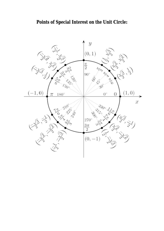One Full Page Labeled Unit Circle Worksheet Printable pdf