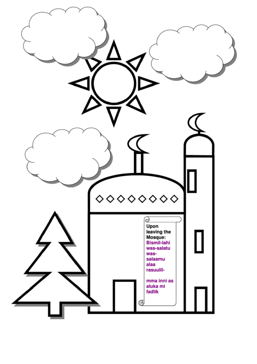 Leaving The Masjid Nature Coloring Sheet Printable pdf