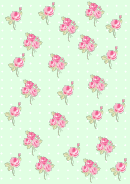 Roses On Green Background With Dots Decorative Paper