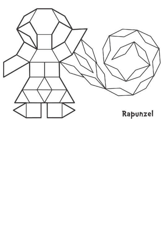 Black And White Rapunzel Pattern Block Template Printable pdf