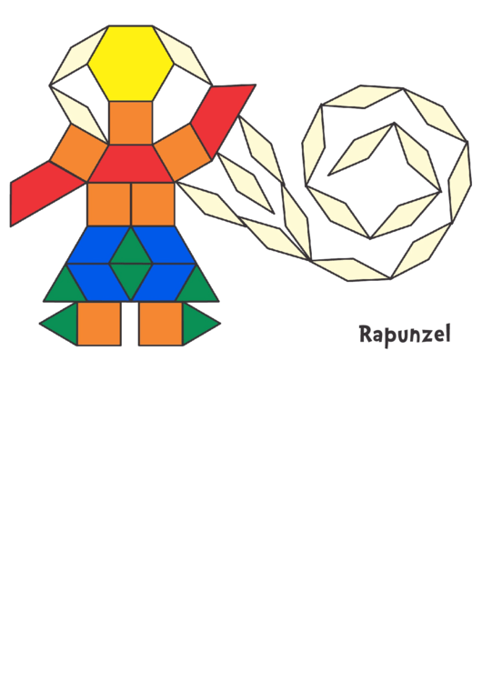 Colorful Rapunzel Pattern Block Template Printable pdf