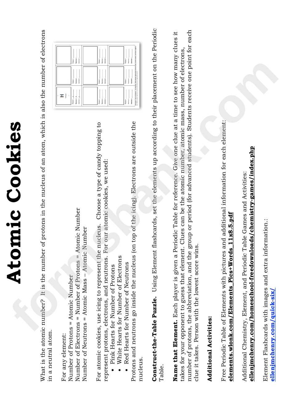 Atomic Number Chemistry Flashcard Template