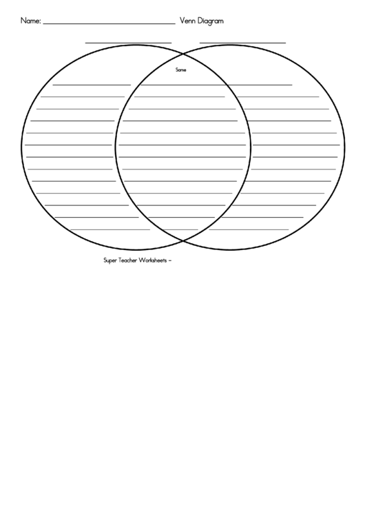 Black & White Venn Diagram Template Printable pdf