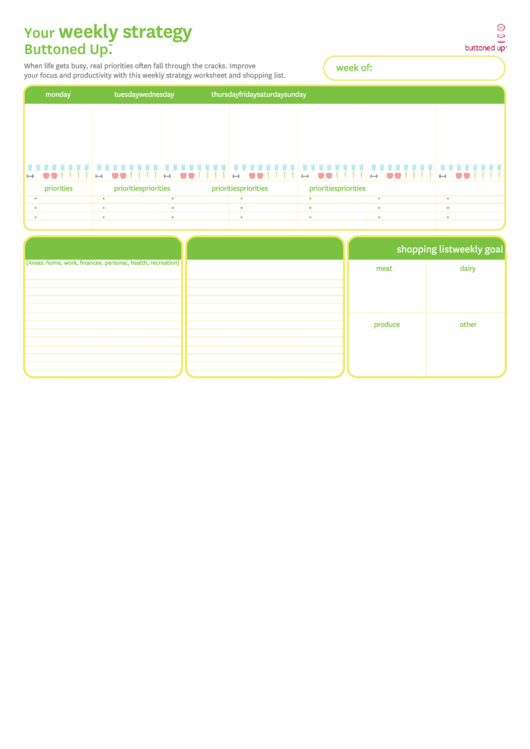 Weekly Strategy Template Printable pdf