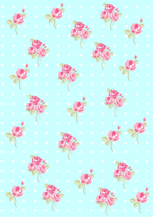 Roses On Light Blue Background With Dots Decorative Paper Printable pdf