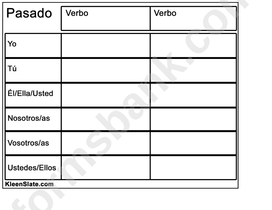 Pasado Verbo Spanish Work Sheet printable pdf download