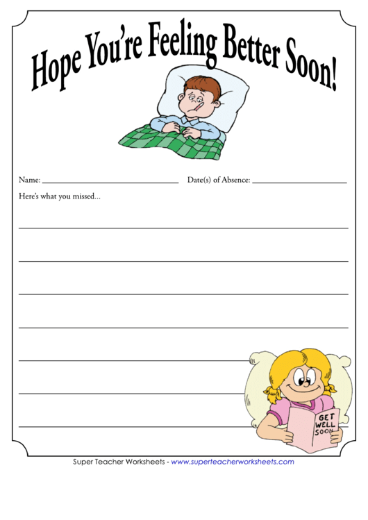 Hope You're Feeling Better School Letter Template