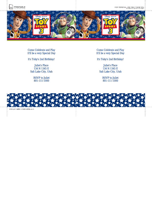 Fillable Toy Story 3 Kids Birthday Invitation Templates Printable pdf