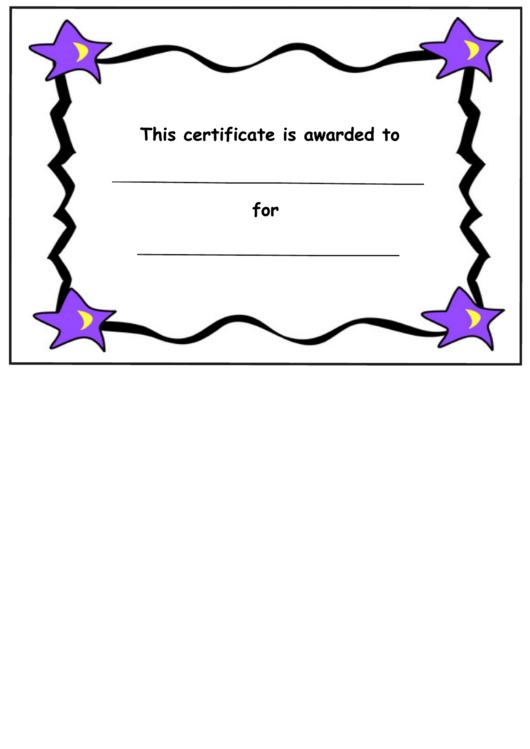 Kids Award Certificate Template - Stars And Black Borders Printable pdf
