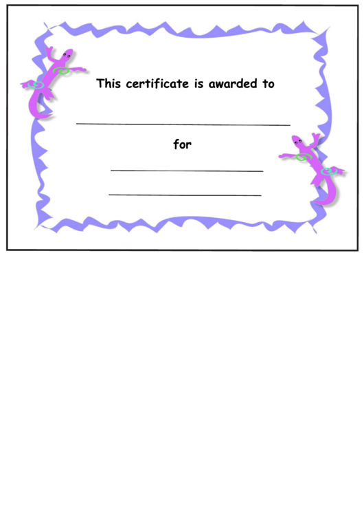 Kids Award Certificate Template - Pruple Lizards Printable pdf
