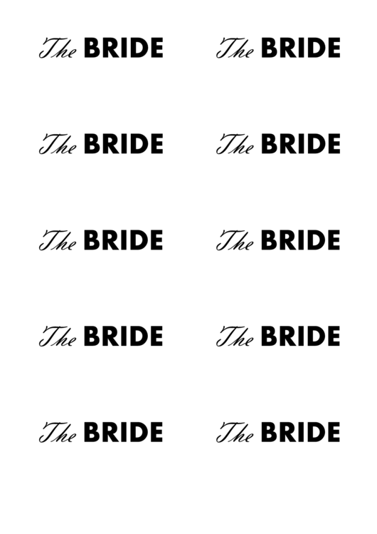 The Bride Wedding Card Template Printable pdf