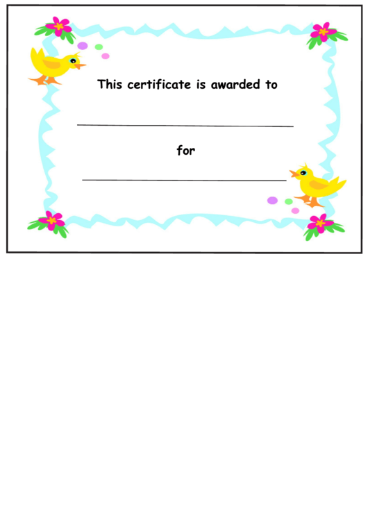 Kids Award Certificate Template - Chicks And Flowers Printable pdf