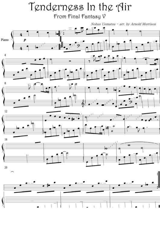Nobuo Uematsu - Tenderness In The Air From Final Fantasy V Video Game Sheet Music Printable pdf