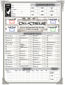 Fillable 1920s Call Of Cthulhu Character Sheet Printable pdf
