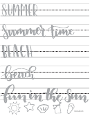 Summer Brush Lettering Lined Practice Sheet