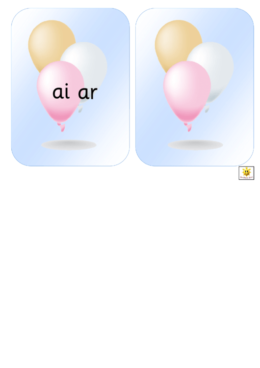 Balloon Phonic Cards Template Printable pdf