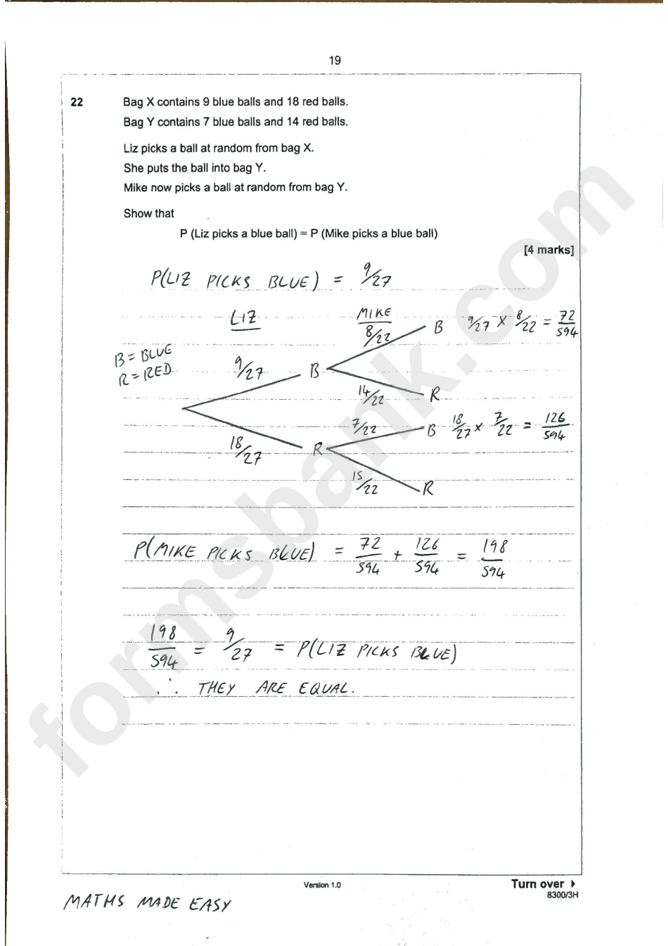 Aqa Gcse Mathematics Specification (8300/3h) With Answer Key - 2015