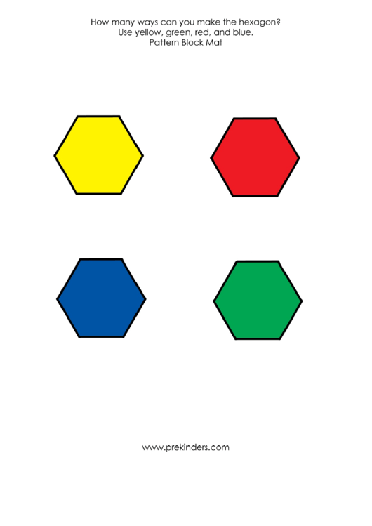 Hexagon Pattern Block Templates Printable pdf
