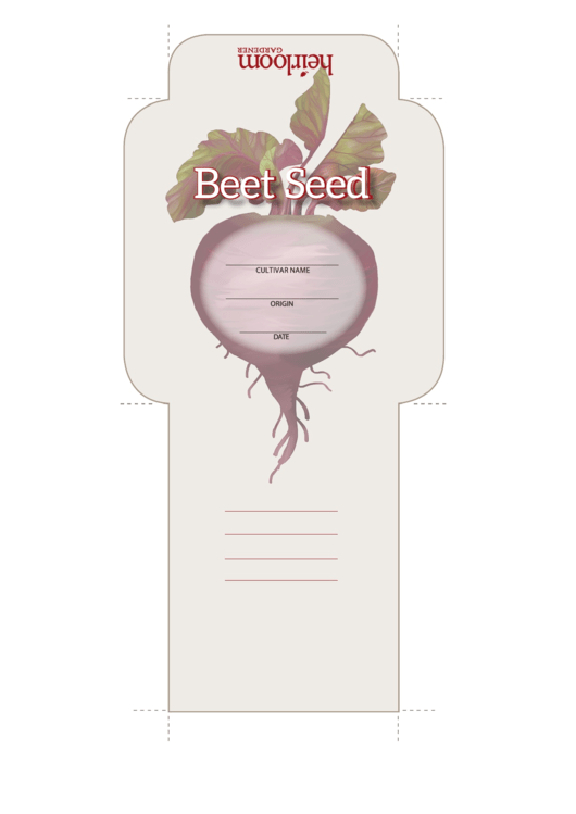 Beet Seed Envelope Template Printable pdf