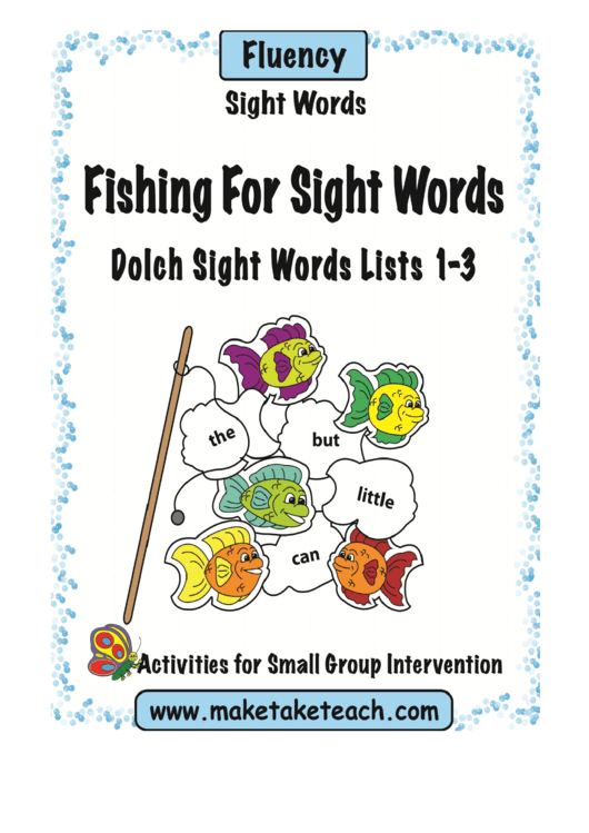 Fishing For Sight Words Activity Sheets Printable pdf