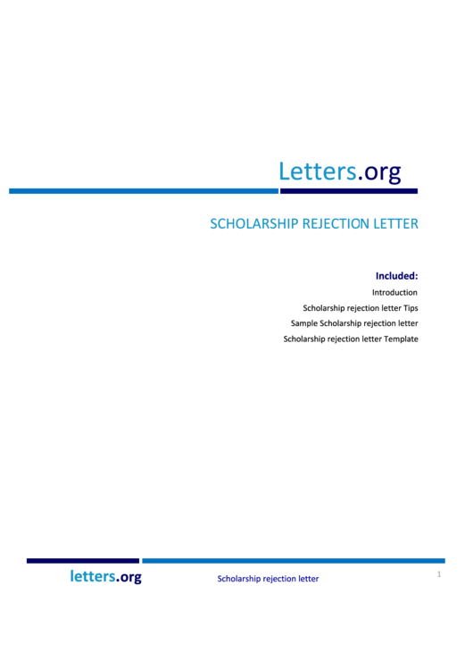 Scholarship Rejection Letter Sample Printable pdf