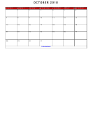 October 2018 Calendar Template - Calendarbuzz
