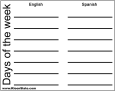 English-spanish Worksheet - Days Of The Week
