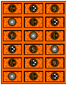 Halloween Stickers Template - Rectangular Orange With Round Black Pictures