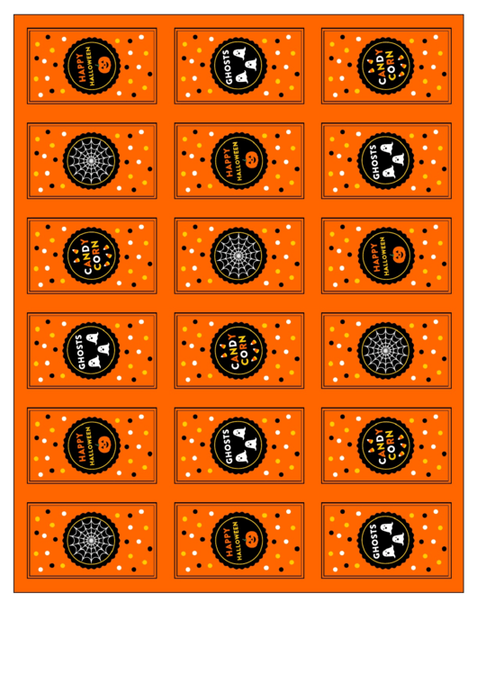 Halloween Stickers Template - Rectangular Orange With Round Black Pictures Printable pdf