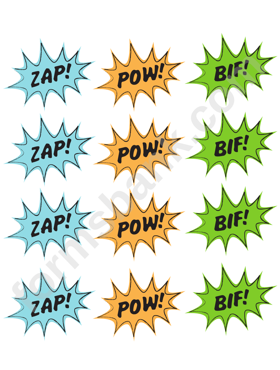 Superhero Speech Bubble Templates - Zap, Pow, Bif