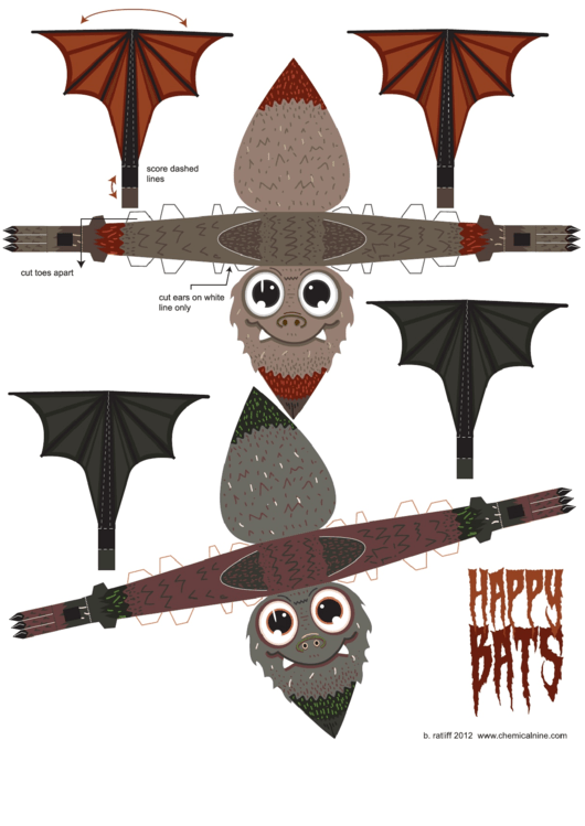 Happy Bats Template Printable pdf