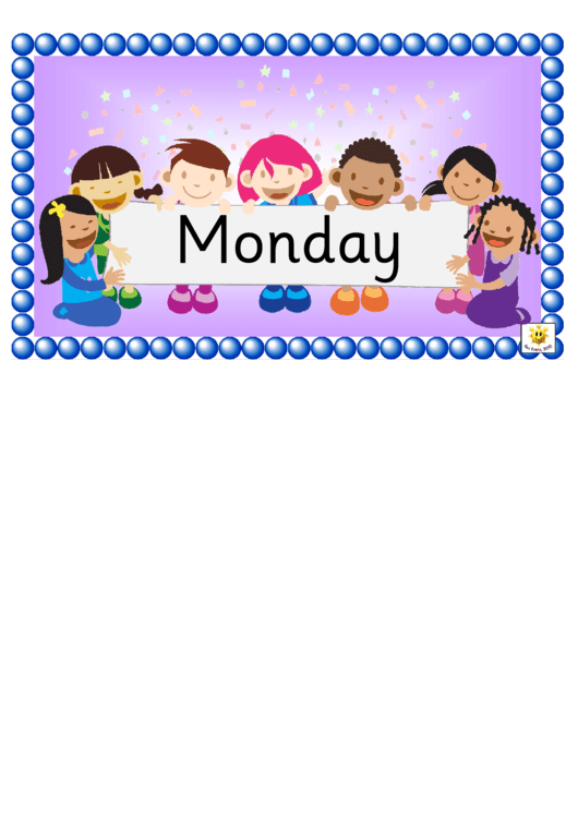 Days Of Week Classroom Poster Template - Children With The Banner Printable pdf